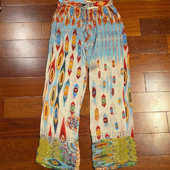 Johnny Was Pants - Johnny Was Multicolor Patterned Wide Leg Pants